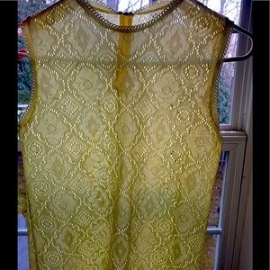 Vintage, pale yellow, sleeveless, lace top